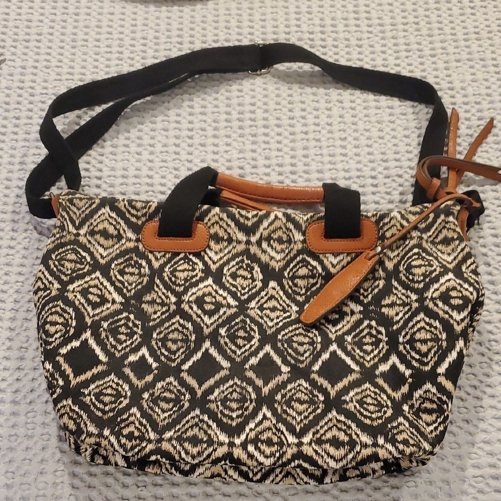Sanctuary Black and Cream Geometric Shoulder Bag (28)